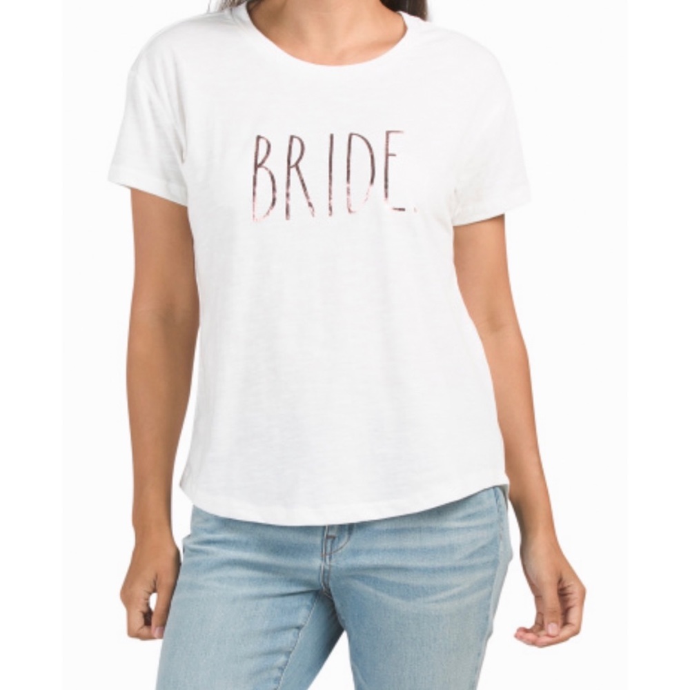 Rae Dunn Bride T-Shirt White Rose Gold Size Medium